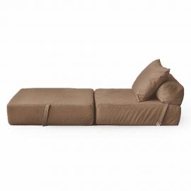 Бескаркасное кресло-кровать, мебельный велюр, шоколад
