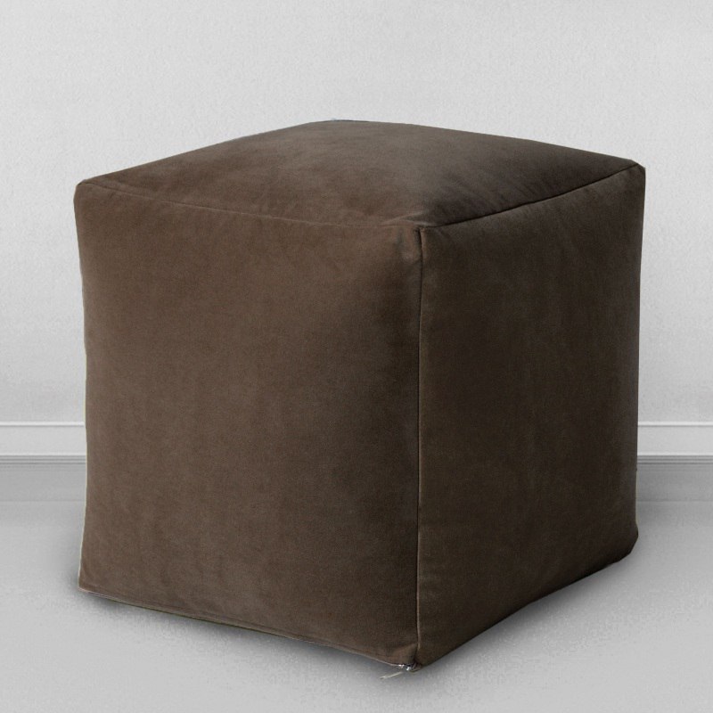 Пуфик мешок Кубик Горький шоколад, мебельная ткань