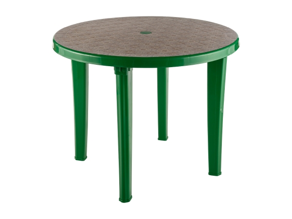 Стол пластиковый "EL  круглый с рисунком" зелёный
