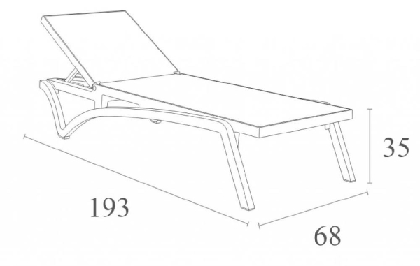 Шезлонг-лежак пластиковый, Pacific, 1930х680х350 мм, бежевый
