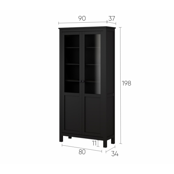 Шкаф-витрина ХЕМНЭС (Россия) с дверями пн/ст 90*198*37  черный (2уп.)