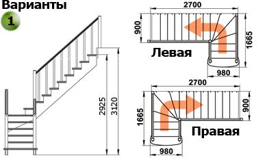 Лестница из сосны К-021м