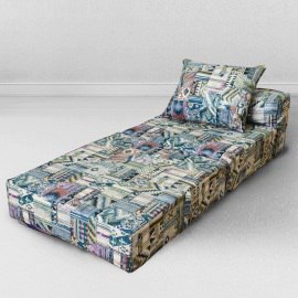 Бескаркасное кресло-кровать, мебельный велюр, Наска Весна