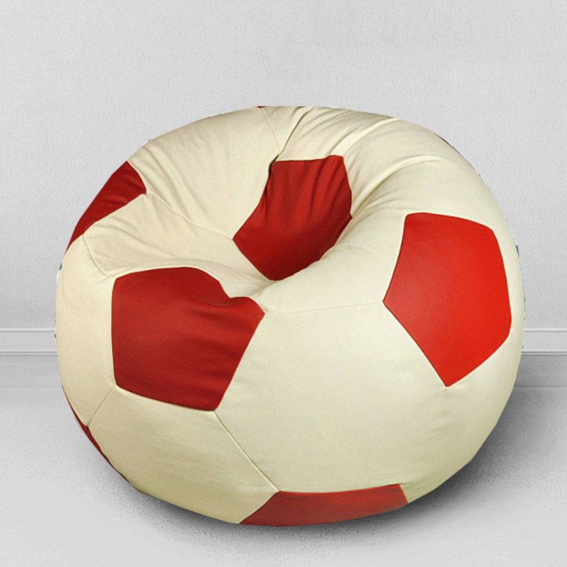 Кресло-мешок Мяч,  экокожа, Красно-белый