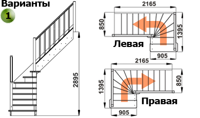 Лестница  ЛС-225м П new сосна под покраску (5 уп)