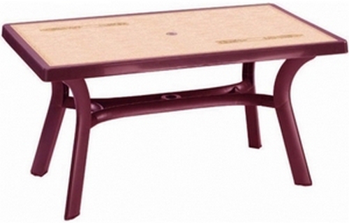 Пластиковый прямоугольный стол «Турин» с рисунком, бордовый