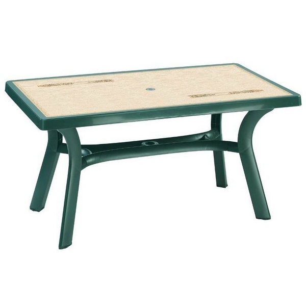 Пластиковый прямоугольный стол «Турин» с рисунком, зелёный
