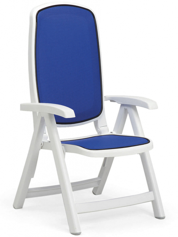 Кресло пластиковое складное, Delta, белый, синий