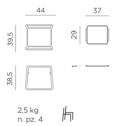 Столик пластиковый для лежака, Pop, 440х395х385 мм,  антрацит