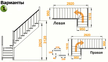 Лестница из сосны К-032м