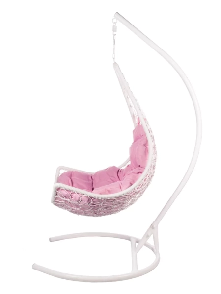 Подвесное кресло - качели "Wind White" розовая подушка