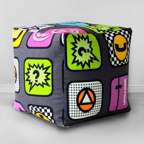 Пуфик мешок Кубик Плей, мебельный хлопок