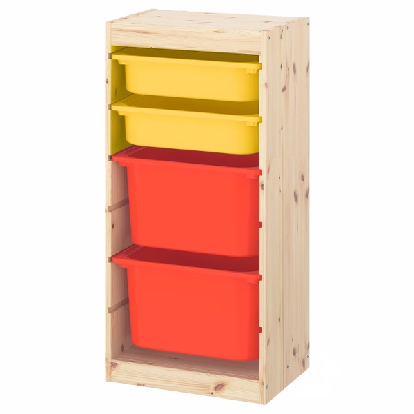 Стеллаж вертикальный 440х300х910 ТРУФАСТ сосна,контейнеры:желтый (2С)/оранжевый(2Б)Profi&Hobby