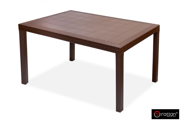 Пластиковый стол HOUSTON 150х90 см, коричневый