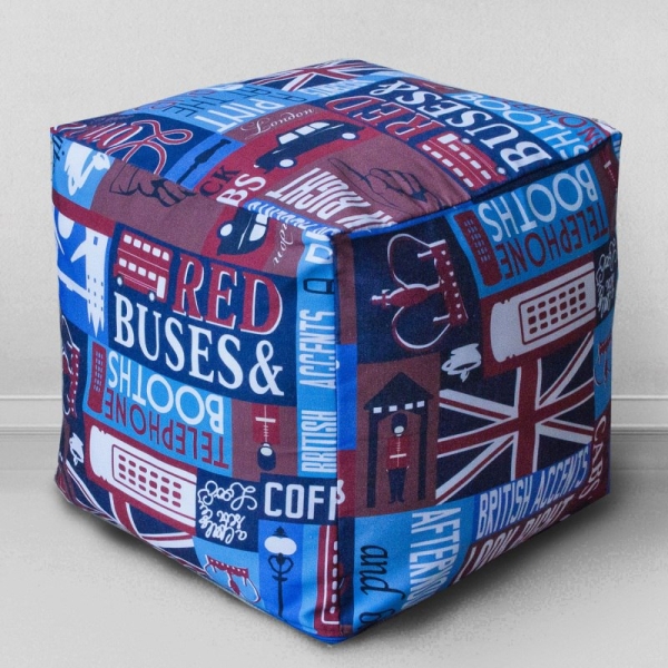 Пуфик мешок Кубик Знакомый Лондон, мебельный хлопок