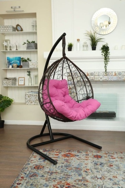 Кресло подвесное Бароло коричневый / м/э розовый