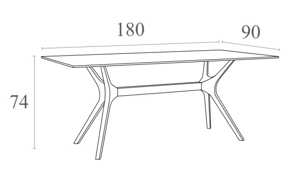 Стол пластиковый, Ibiza Table 180, 1800х900х740 мм,  коричневый