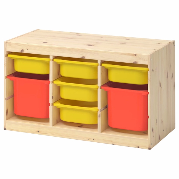 Стеллаж горизонтальный 930х440х520 ТРУФАСТ сосна,контейнеры: желтый (5С)/оранжевый (2Б)