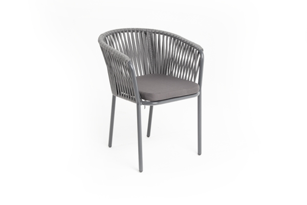 "Бордо" плетеный стул из роупа (веревки), цвет бежевый  (касабланка 23 мм)