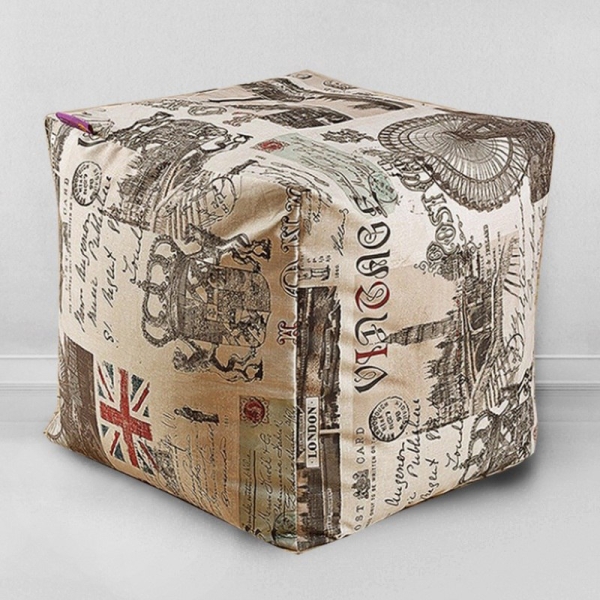 Пуфик мешок Кубик Лондон, мебельный хлопок