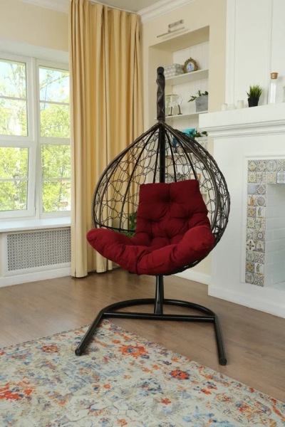 Кресло подвесное Бароло коричневый / м/э бордо