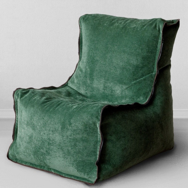 Бескаркасное кресло Лофт, микровельвет, зеленый