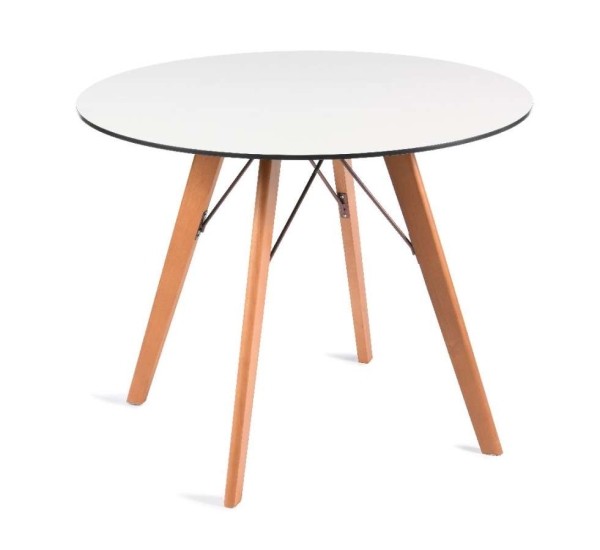 "Франческо" интерьерный стол из HPL круглый Ø90см, цвет молочный