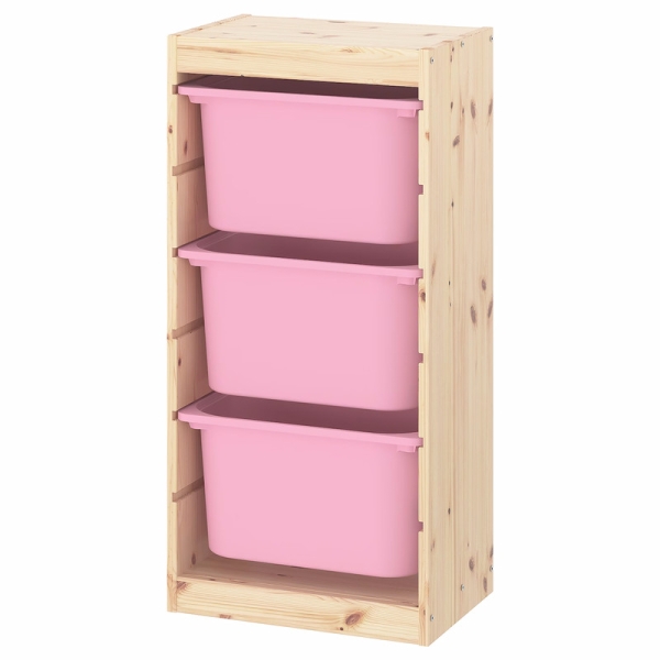 Стеллаж вертикальный 440х300х910 ТРУФАСТ б/п сосна,контейнеры:розовый(3Б) Profi&Hobby
