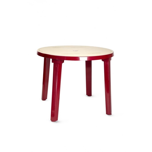 Пластиковый стол «PL круглый с рисунком» бордовый