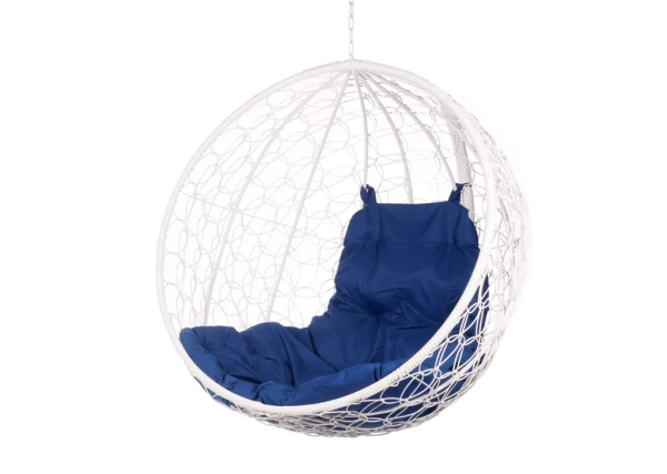 Подвесное кресло "Kokos White BS" синяя подушка