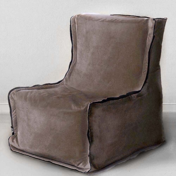 Бескаркасное кресло Лофт, мебельный велюр, горький шоколад