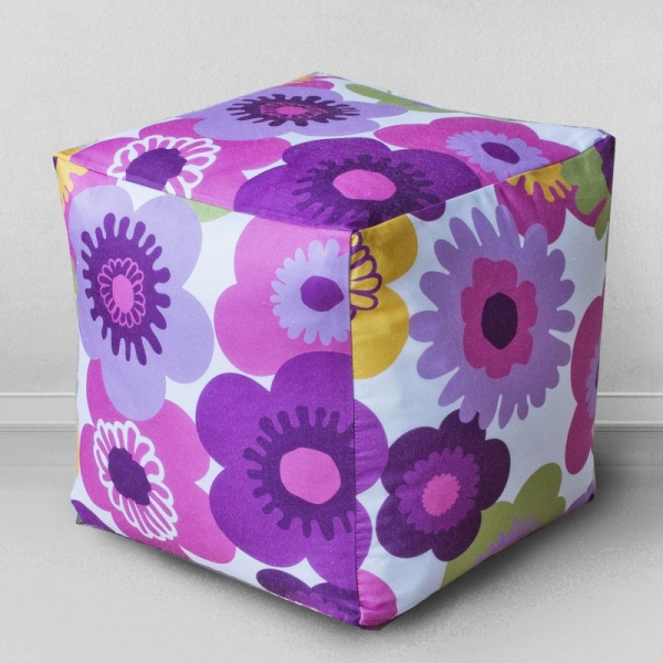 Пуфик мешок Кубик Пуэрто Плата фиолетовый, мебельный хлопок