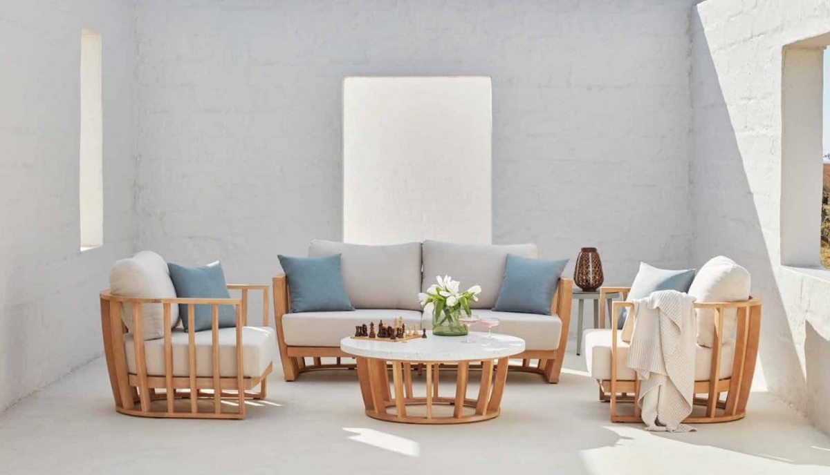Комплект деревянной мебели Woodland из ЭВКАЛИПТА (диван 2х местный +2 кресла + столик кофейный)