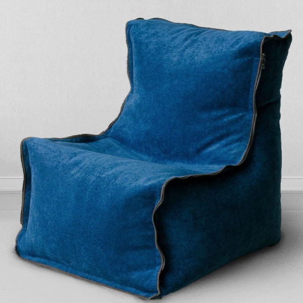 Бескаркасное кресло Лофт, микровельвет, синий